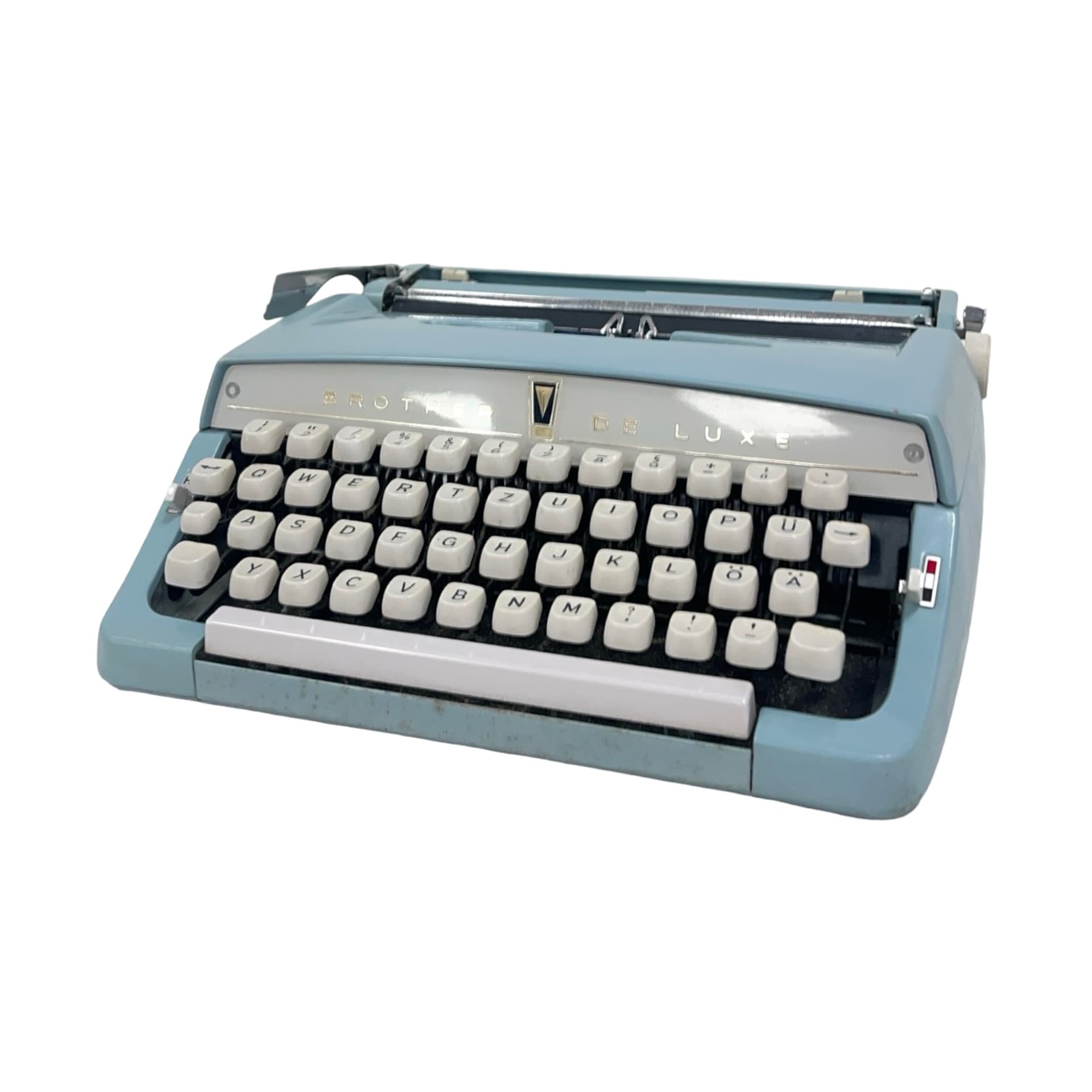 Maszyna do pisania De Luxe, niebieski, plastik, Brother, Japonia, lata 70. - 197617