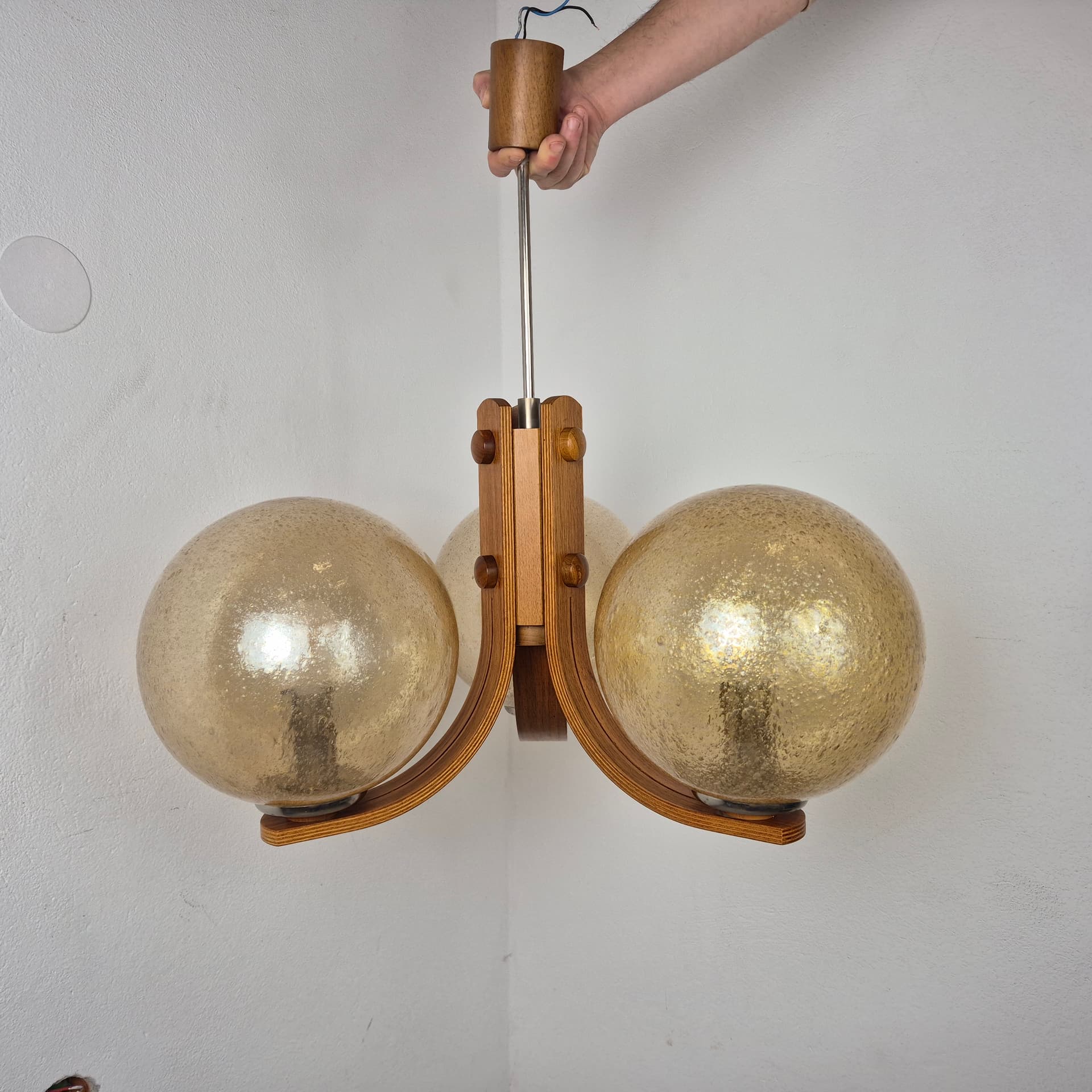 Chandelier, mid-century modern, beige, Switzerland, 1960s. - 197623