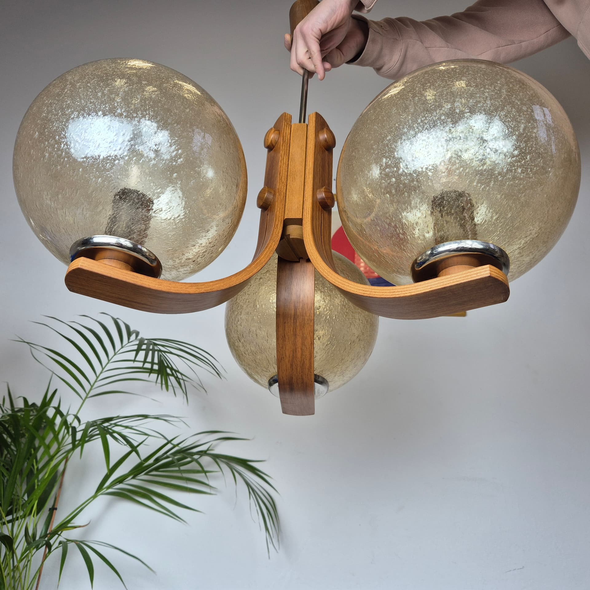 Chandelier, mid-century modern, beige, Switzerland, 1960s. - 197631