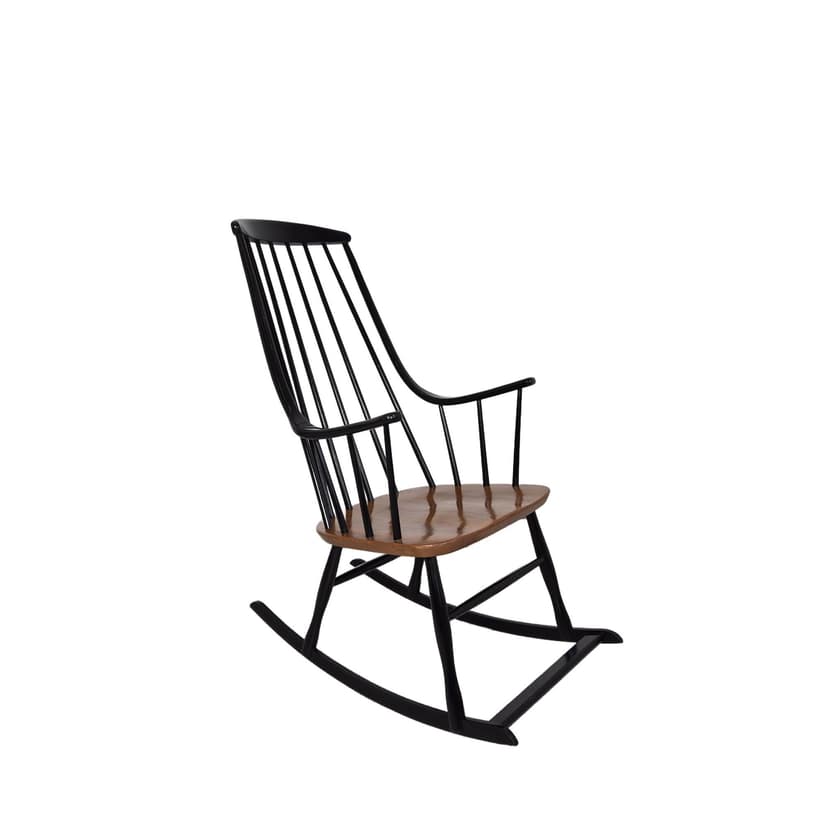 Fotel bujany Grandessa, drewno czarny, proj. L. Larsson, Szwecja, lata 60.