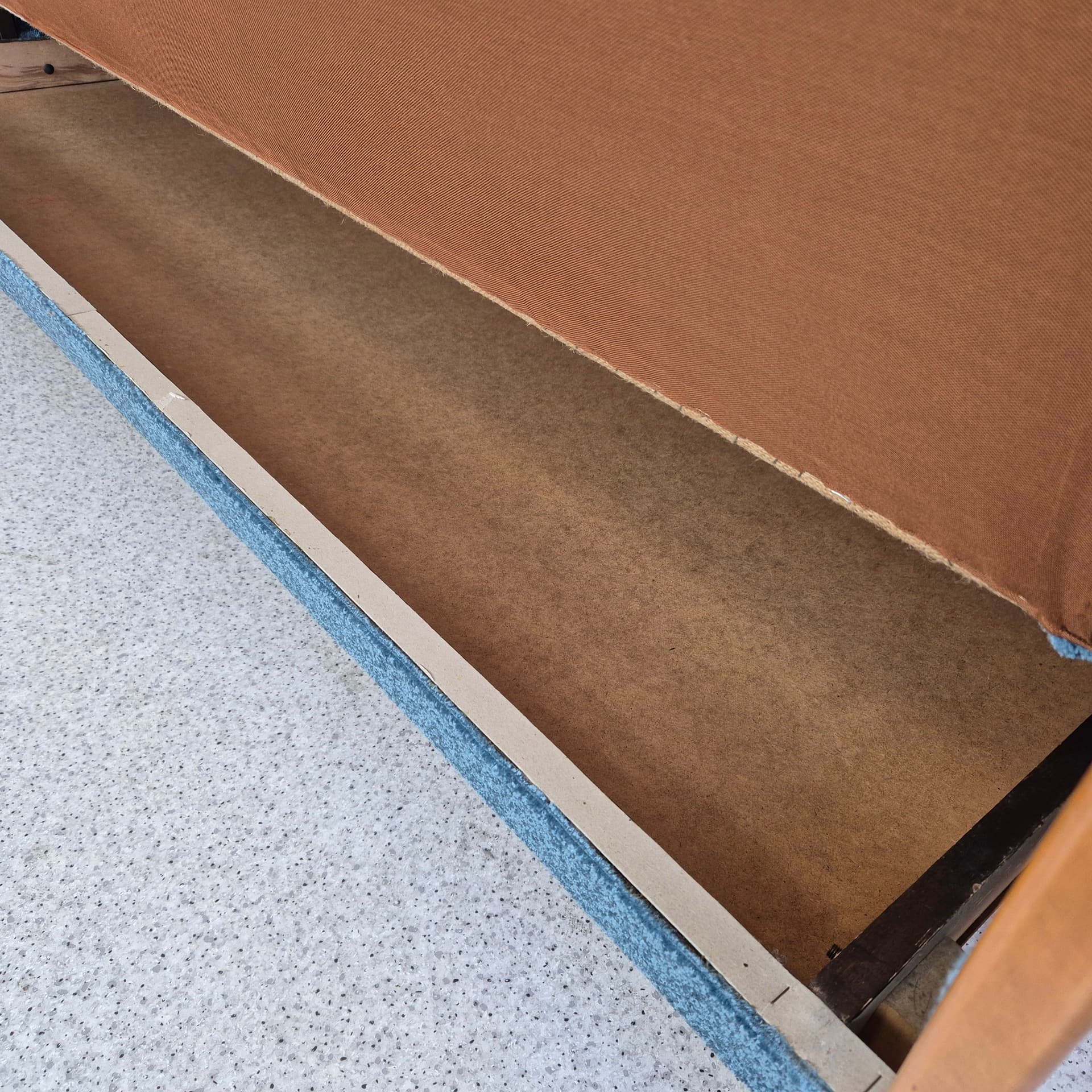 Sofa z funkcją spania, bouclé turkus, drewno miodowy, Niemcy, lata 60. - 197671