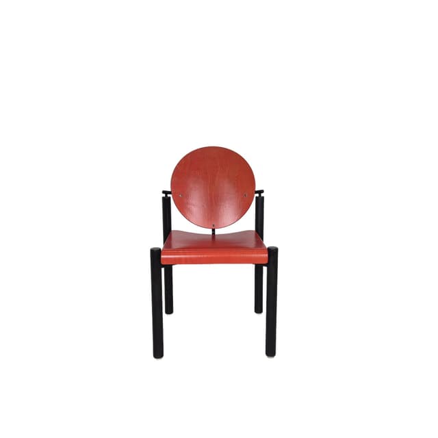 Krzesło, czerwony, sklejka, Kusch&Co, Niemcy, lata 70. - WYMIARY