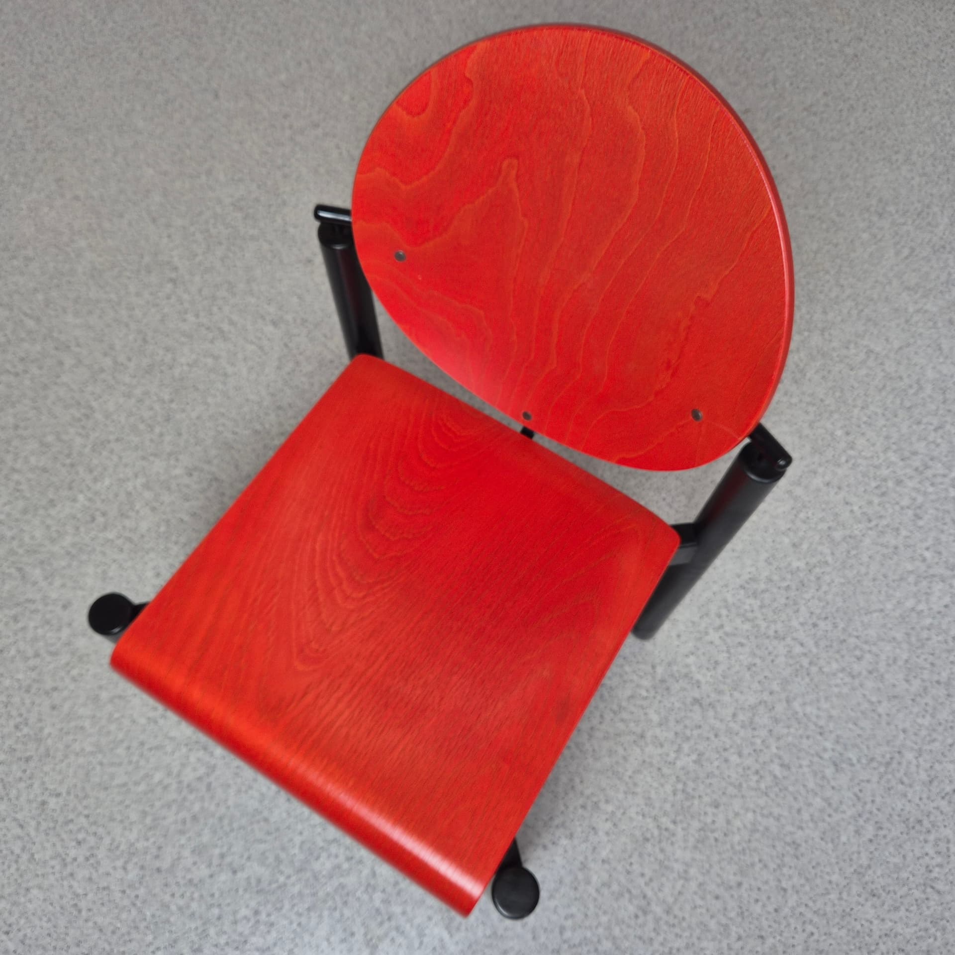 Krzesło, czerwony, sklejka, Kusch&Co, Niemcy, lata 70. - 197692