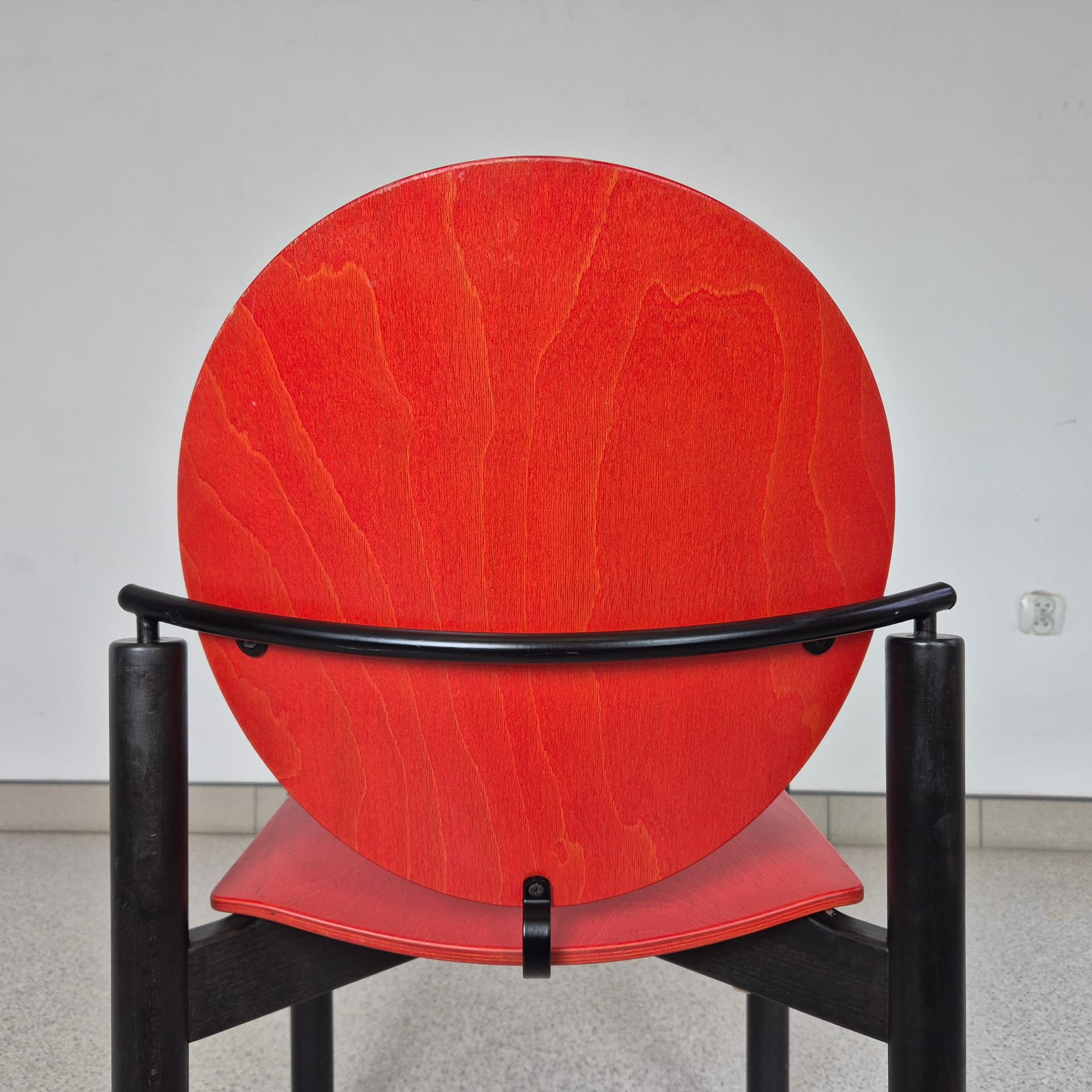 Krzesło, czerwony, sklejka, Kusch&Co, Niemcy, lata 70. - 197693