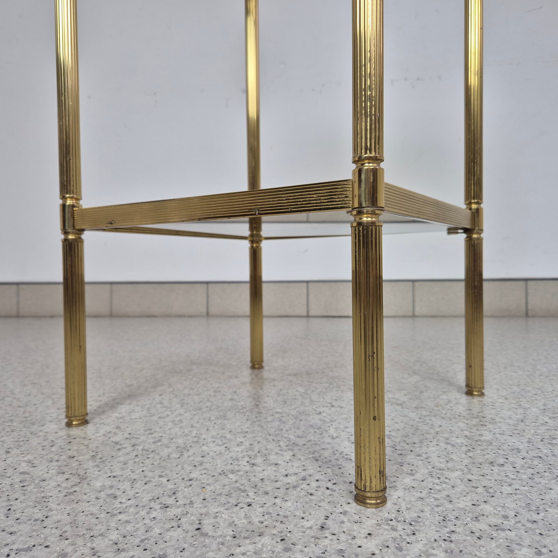 Kwietnik Modernistyczny, złoty, mosiądz, szkło, lata 70. - 197711