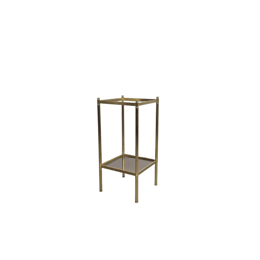 Plant Stand Modernist, golden brass, glass, 1970s.