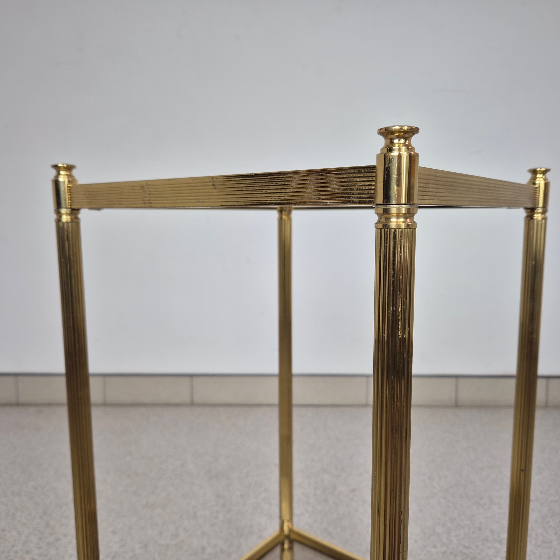 Kwietnik Modernistyczny, złoty, mosiądz, szkło, lata 70. - 197710