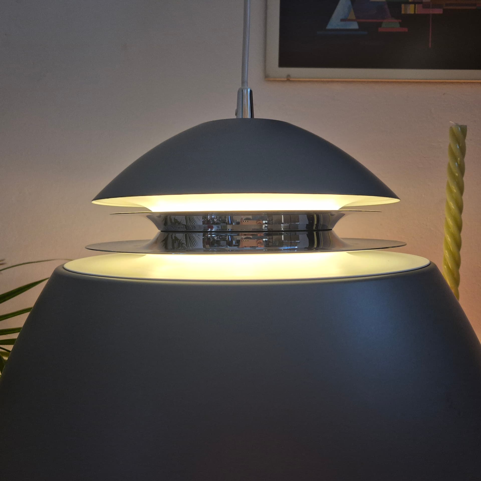 Pendant lamp Avalon, grey, metal, Belid, Sweden, early 20th c. - 197727