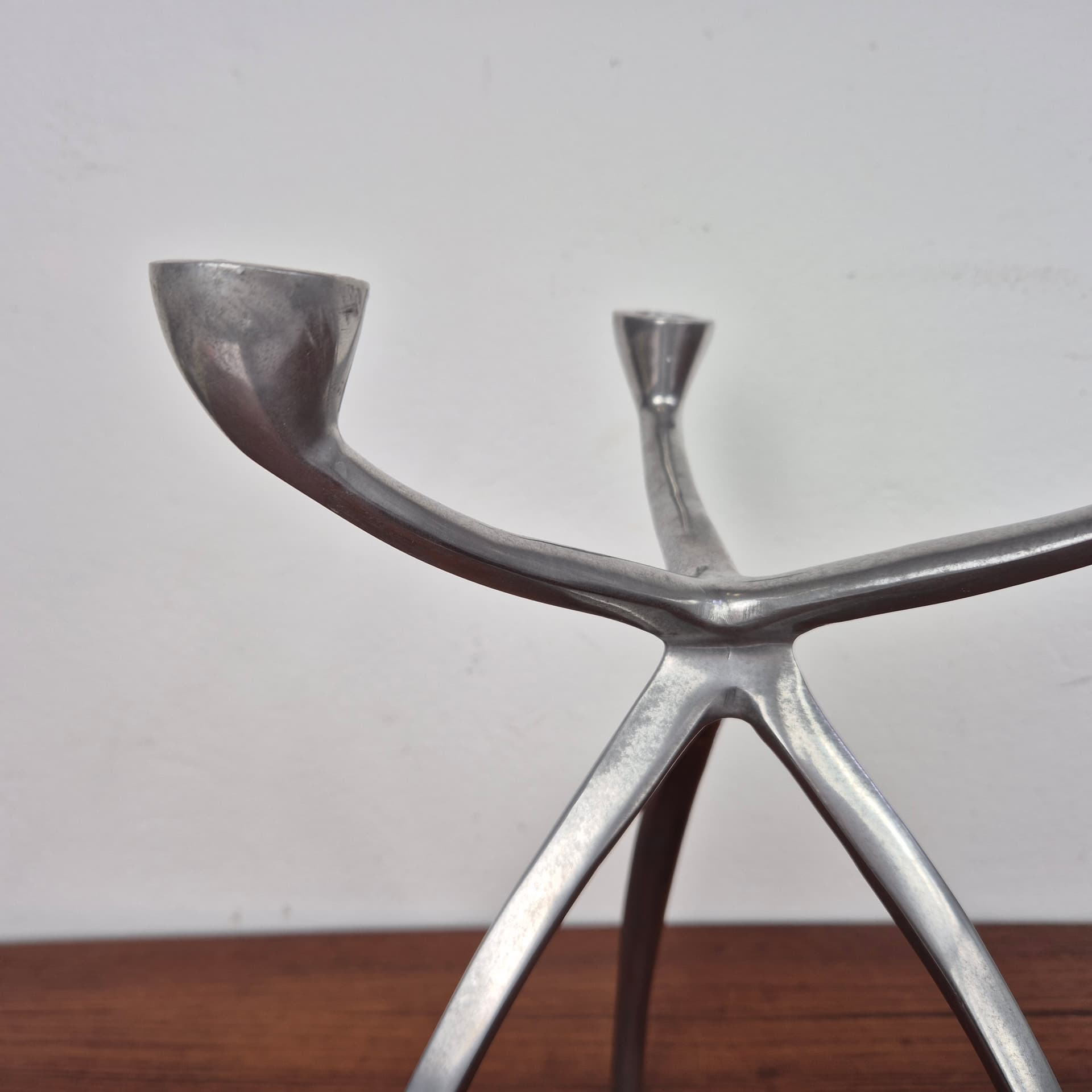 Świecznik De Bijenkorf, srebrny, aluminium, Holandia, lata 70. - 197758