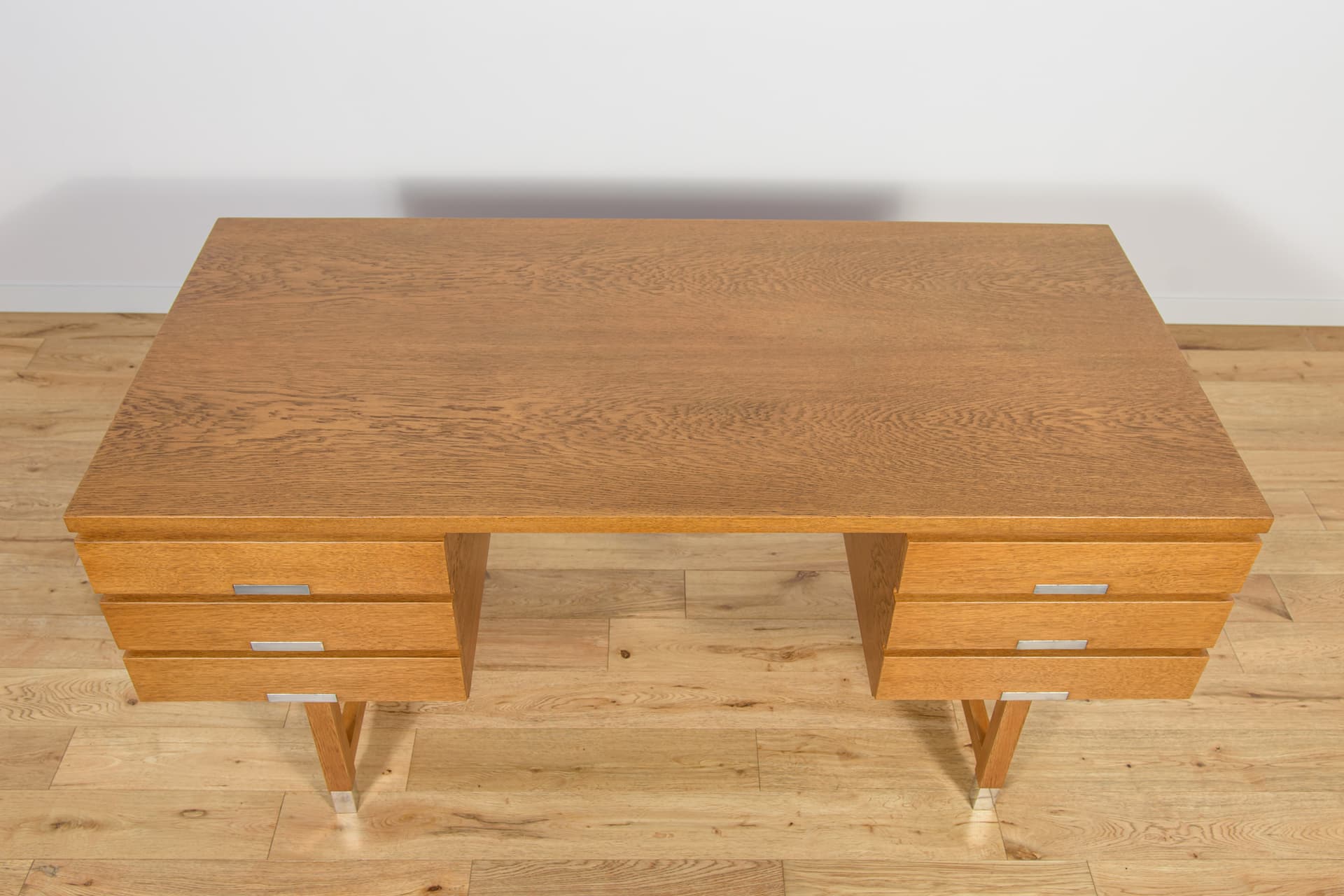 Biurko wolnostojące, dąb jasnobrązowy, stal, Eigil Petersens Møbelfabrik, Dania, lata 70. - 197842