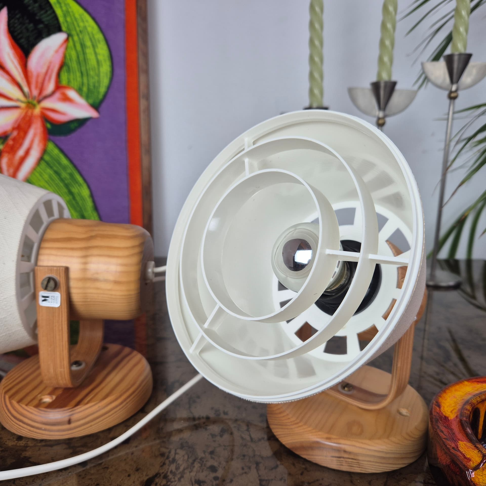 Para kinkietów Kinna, sosna, tkanina ivory white, Markslöjd, Szwecja, lata 70. - 197855