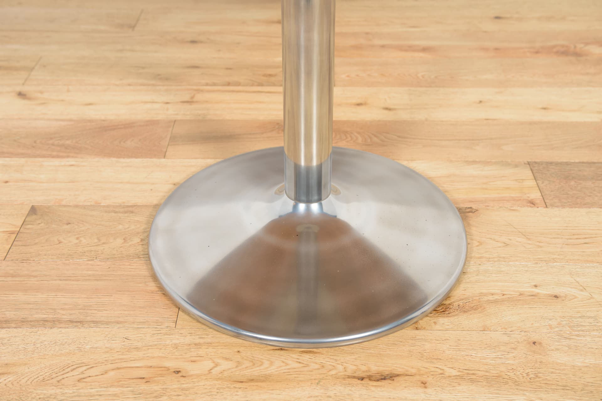 Round table, light oak, aluminium, Denmark, 1970s. - 197873