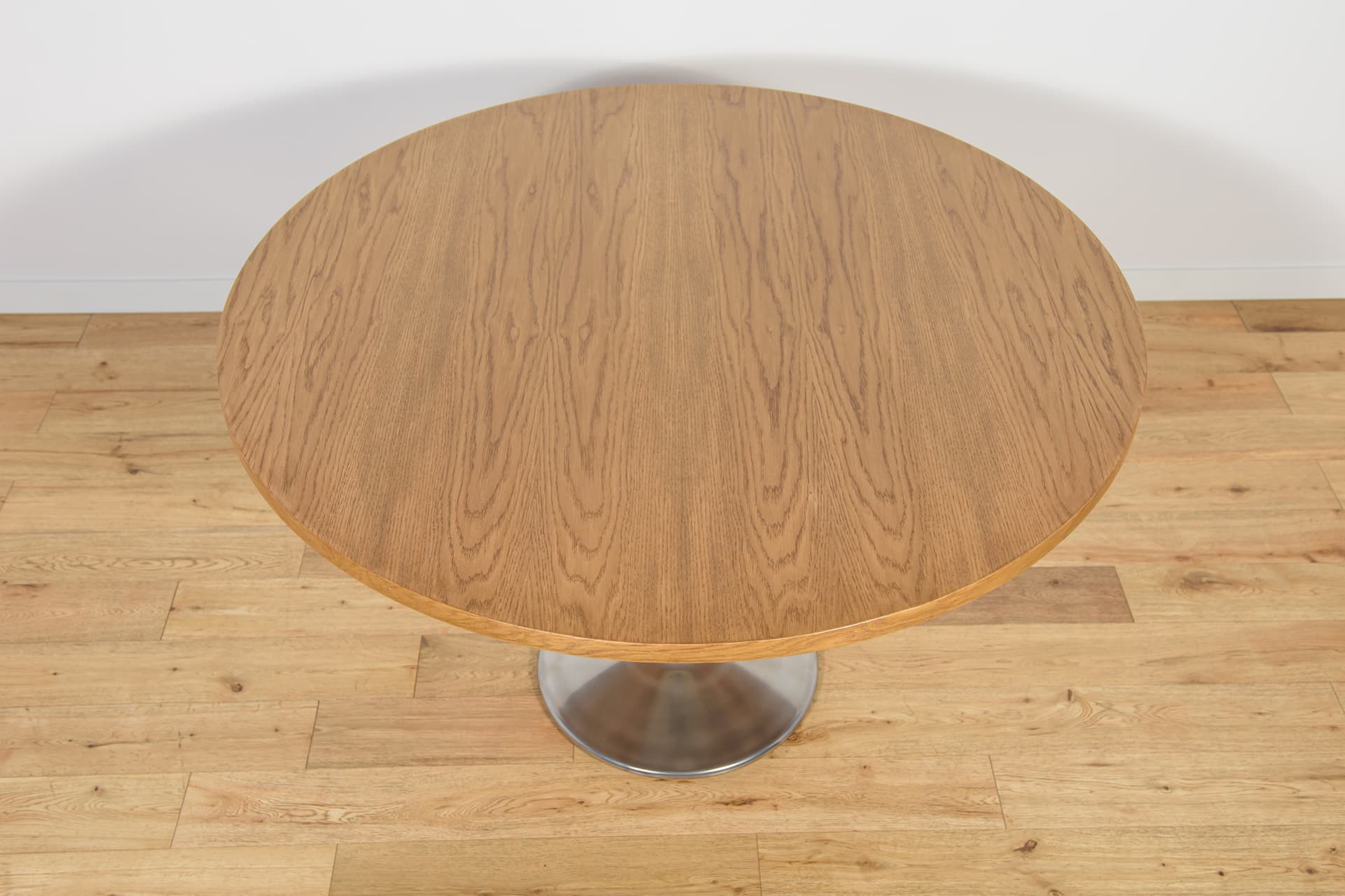 Round table, light oak, aluminium, Denmark, 1970s. - 197869