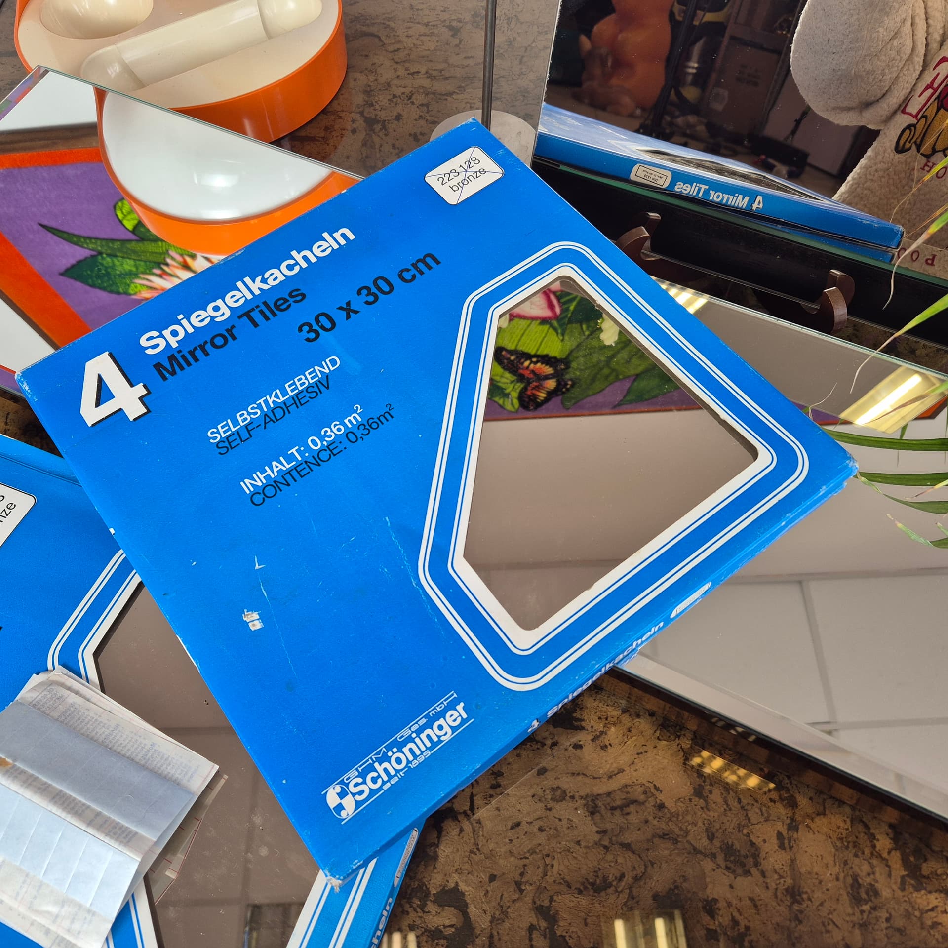 Mirrored set, copper, glass, Germany, 1970s. - 197923