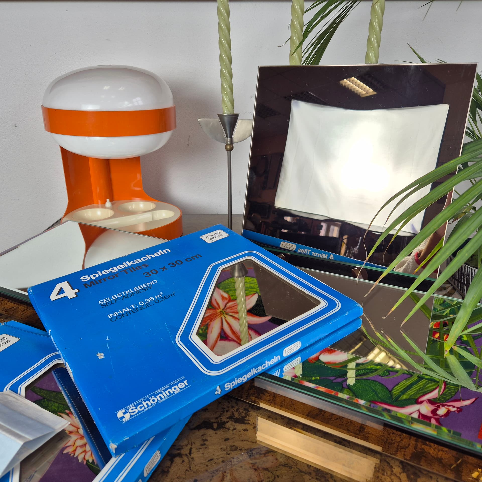 Mirrored set, copper, glass, Germany, 1970s. - 197926