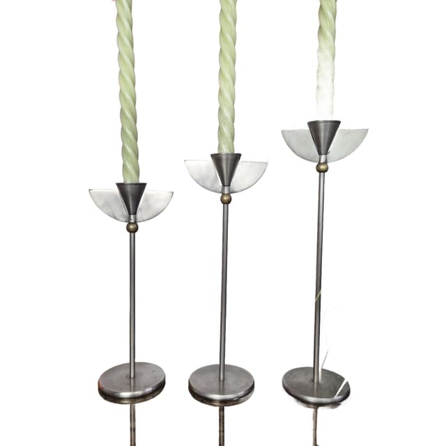 Komplet trzech świeczników Memphis, srebrny, Niemcy, lata 80. - WYMIARY