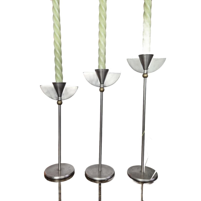 Komplet trzech świeczników Memphis, srebrny, Niemcy, lata 80.