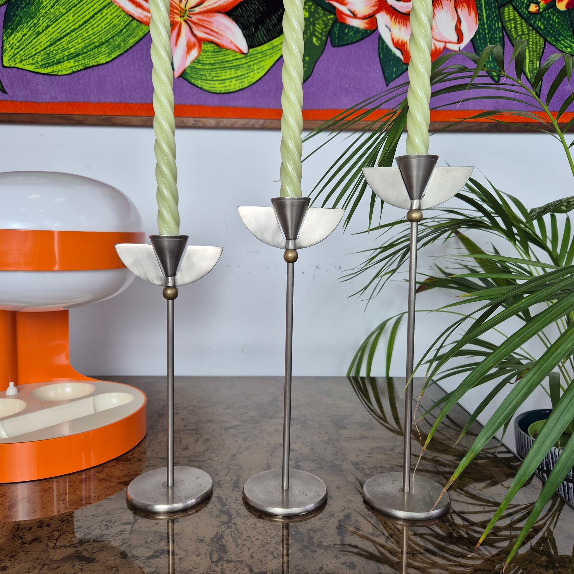 Komplet trzech świeczników Memphis, srebrny, Niemcy, lata 80. - 197940