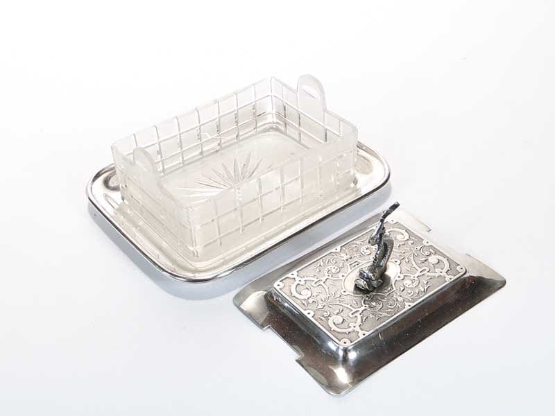 Fish container, transparent crystal glass, silver-plated brass, WMF, Germany, 19th c. - 197949