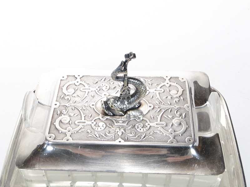 Fish container, transparent crystal glass, silver-plated brass, WMF, Germany, 19th c. - 197947