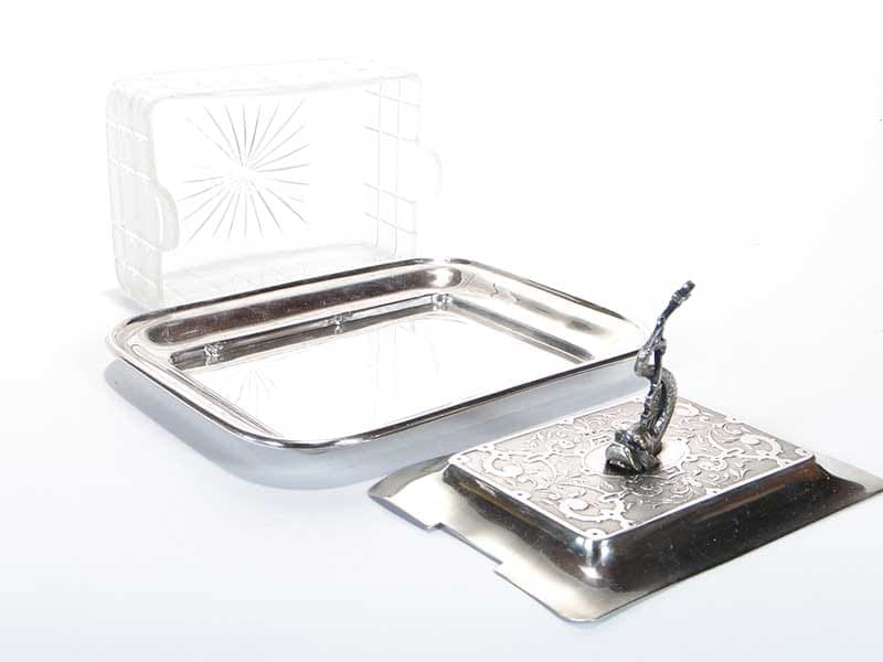 Fish container, transparent crystal glass, silver-plated brass, WMF, Germany, 19th c. - 197942