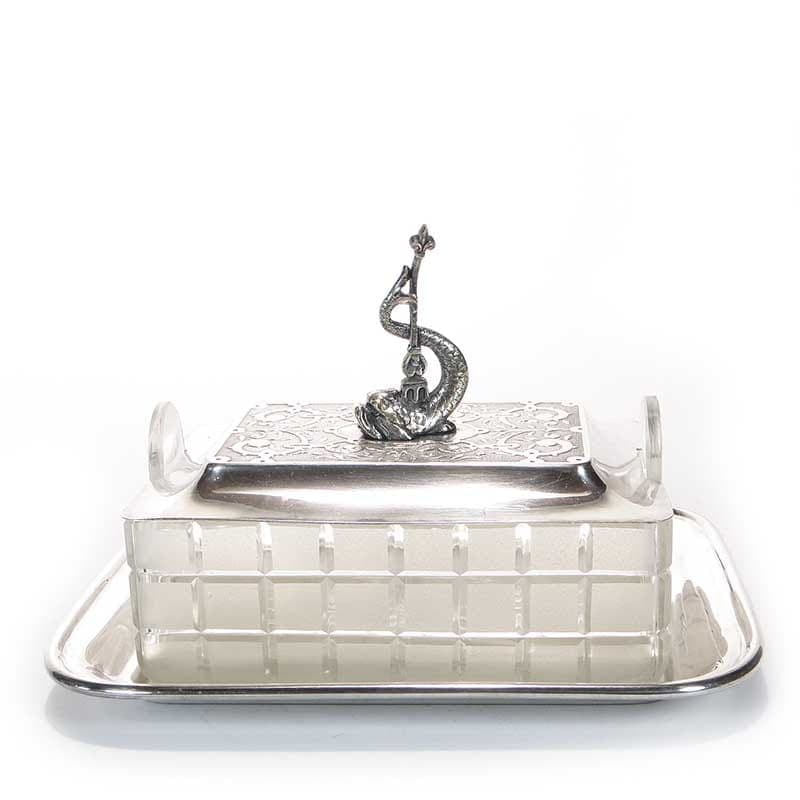 Fish container, transparent crystal glass, silver-plated brass, WMF, Germany, 19th c. - 197945