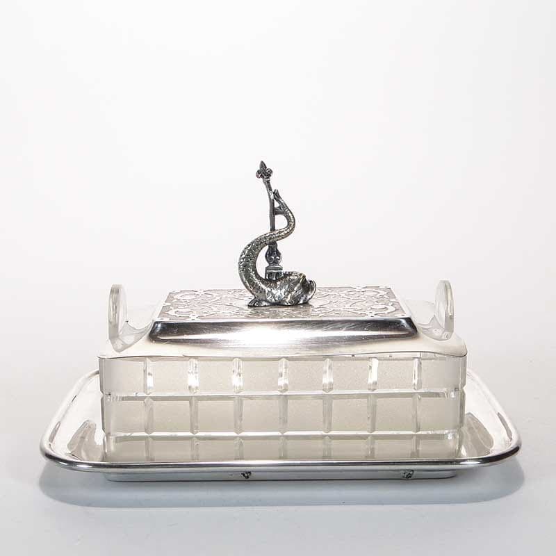 Fish container, transparent crystal glass, silver-plated brass, WMF, Germany, 19th c. - 197943