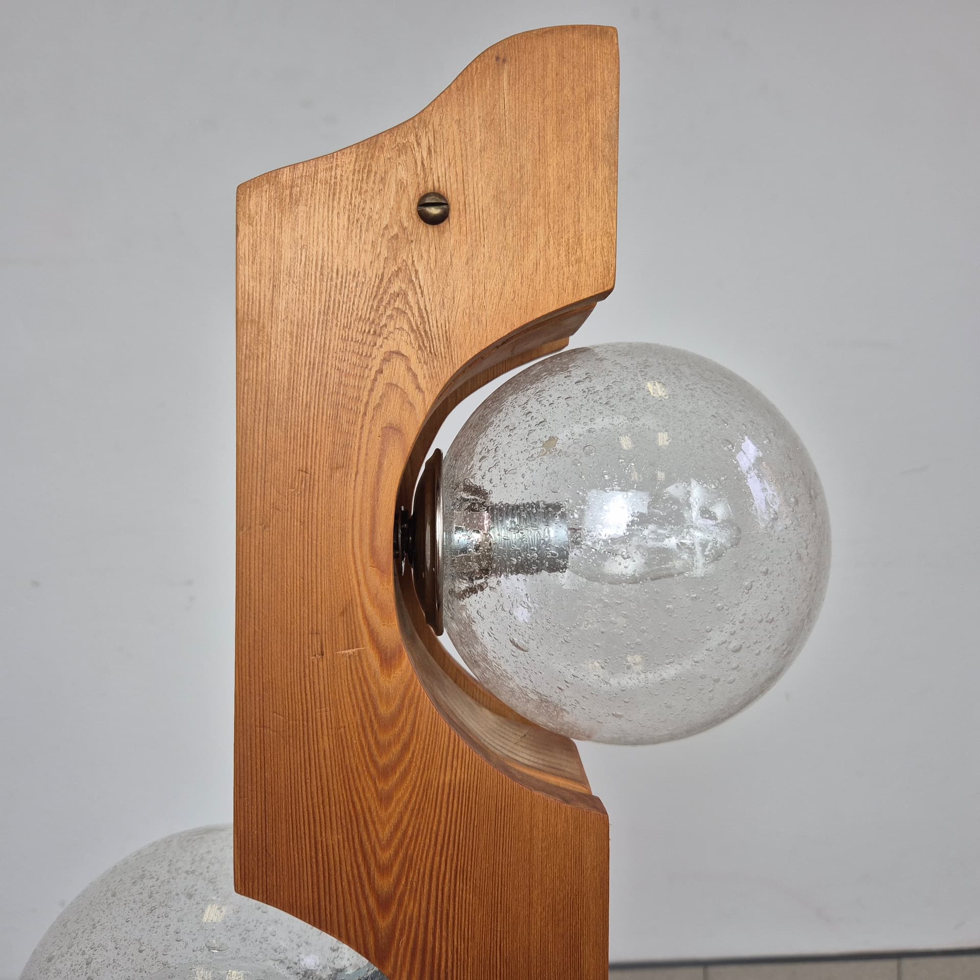 Lampa podłogowa Totem, brązowy jasny, drewno, szkło, metal, Temde, Szwajcaria, lata 60. - 197955