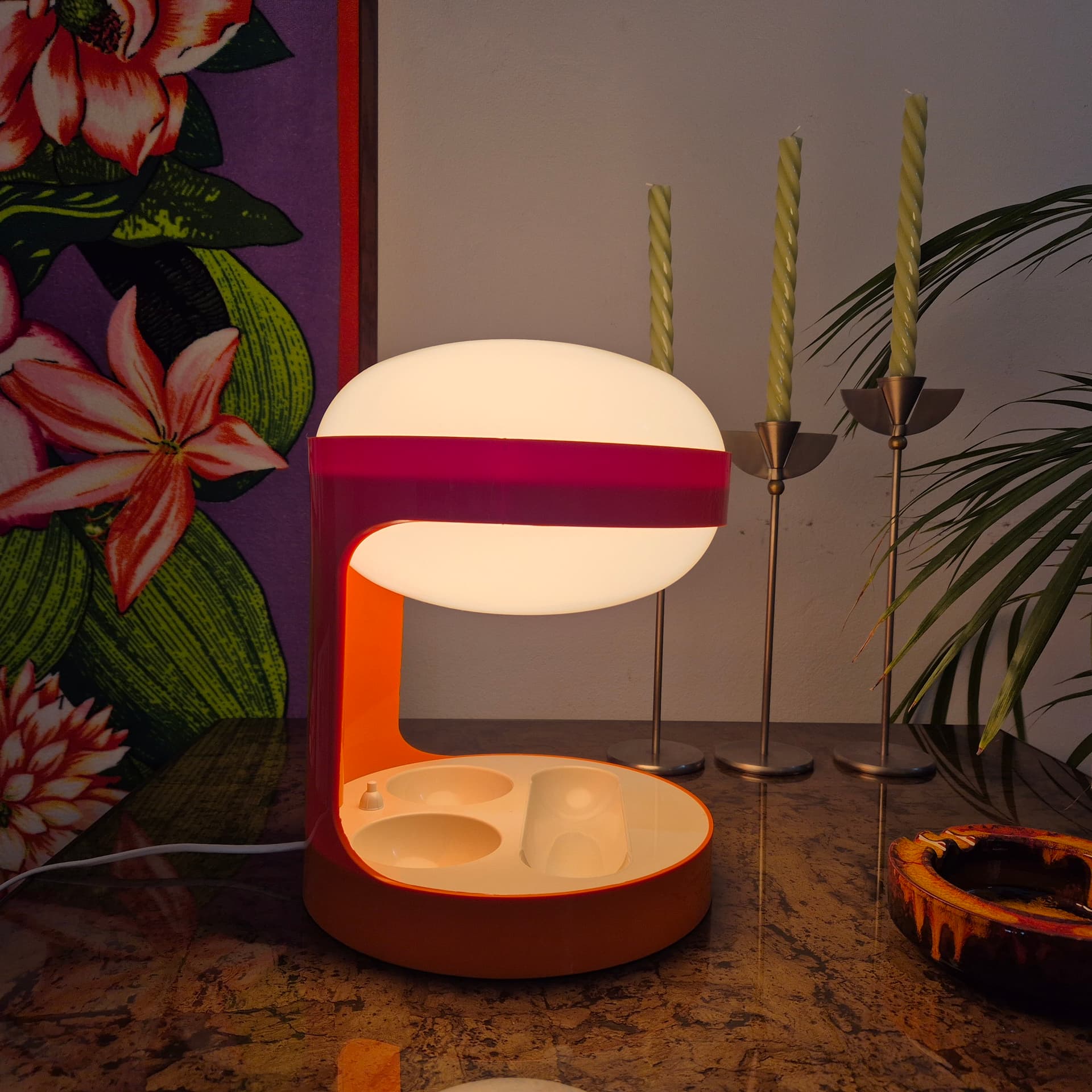 Lampa KD29, pomarańczowy, plastik, proj. J. Colombo, Husqvarna, Szwecja, lata 70. - 198002