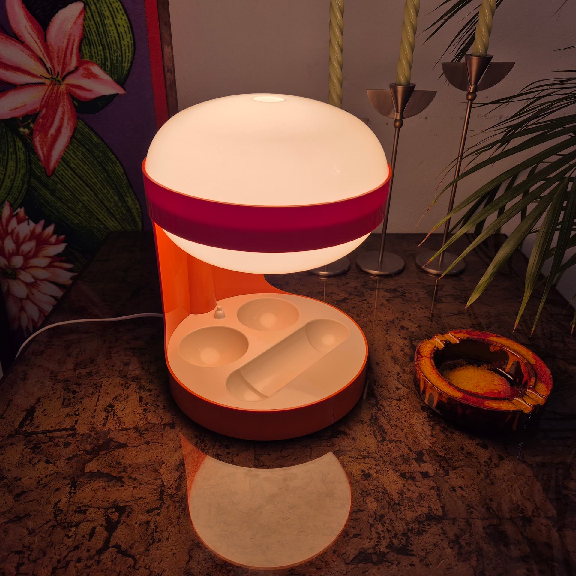 Lampa KD29, pomarańczowy, plastik, proj. J. Colombo, Husqvarna, Szwecja, lata 70. - 198003