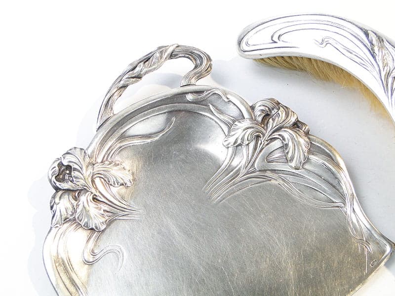 Zestaw stołowy secesyjny, srebrny, mosiądz, Francja, XIX w. - 198012