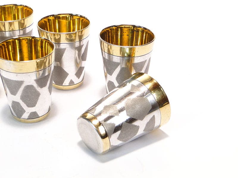 Serwis likierowy modernistyczny, srebrny, mosiądz, Polska, lata 50. - 198023