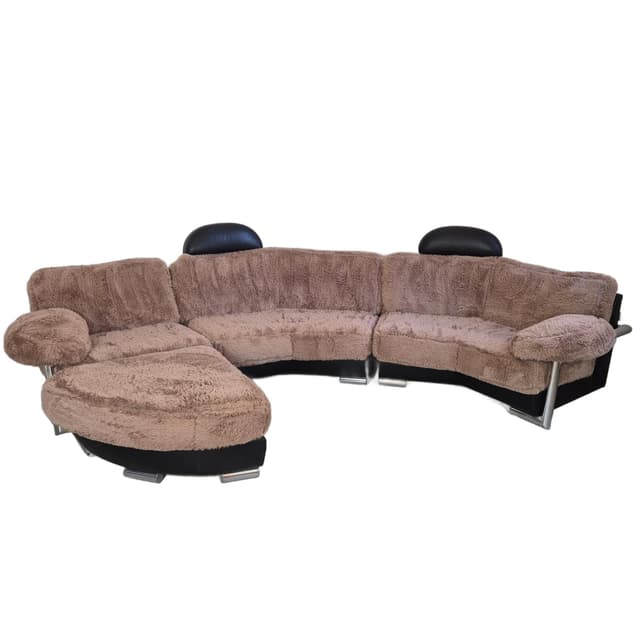 Sofa modułowa Medea, tkanina brąz jasny, skóra naturalna czarna, stal, proj. M. C. Brandis, Artanova, Szwajcaria, lata 90. - WYMIARY