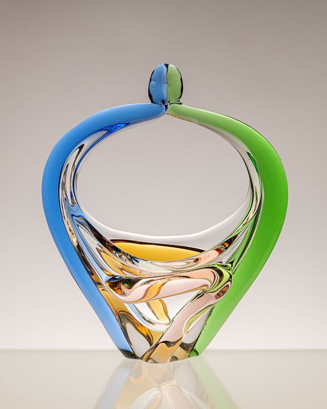 Koszyczek Rapsodia, szkło multikolor, proj. F. Zemek, Czechosłowacja, lata 70. - 198154