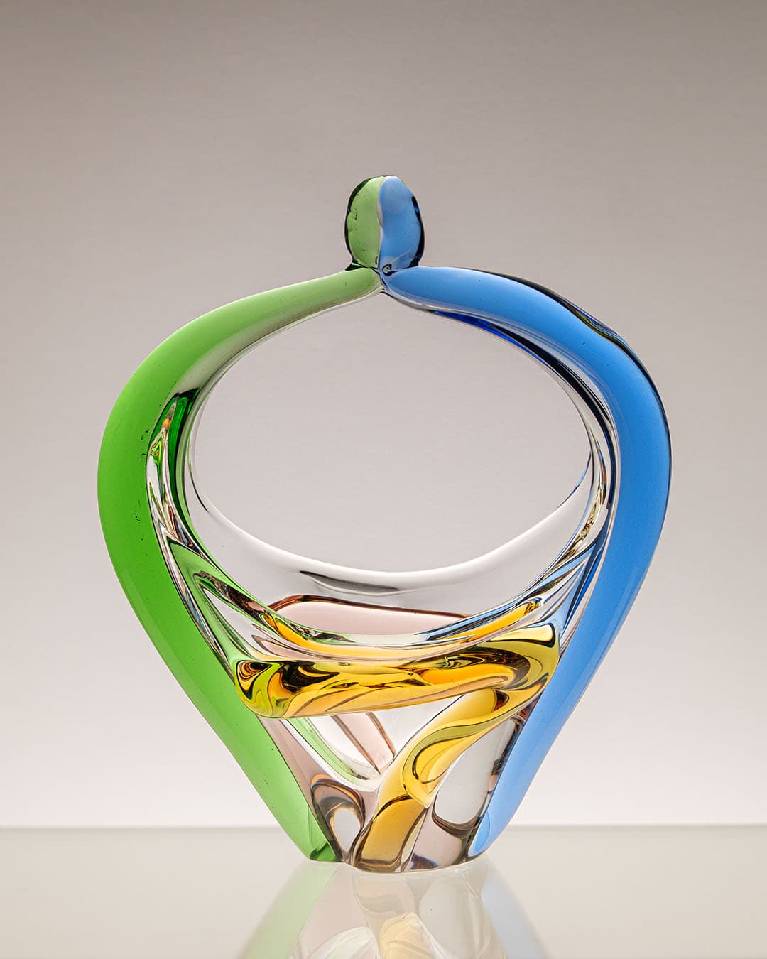 Koszyczek Rapsodia, szkło multikolor, proj. F. Zemek, Czechosłowacja, lata 70. - 198153