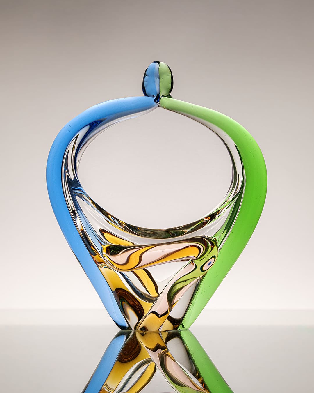 Koszyczek Rapsodia, szkło multikolor, proj. F. Zemek, Czechosłowacja, lata 70. - 198155