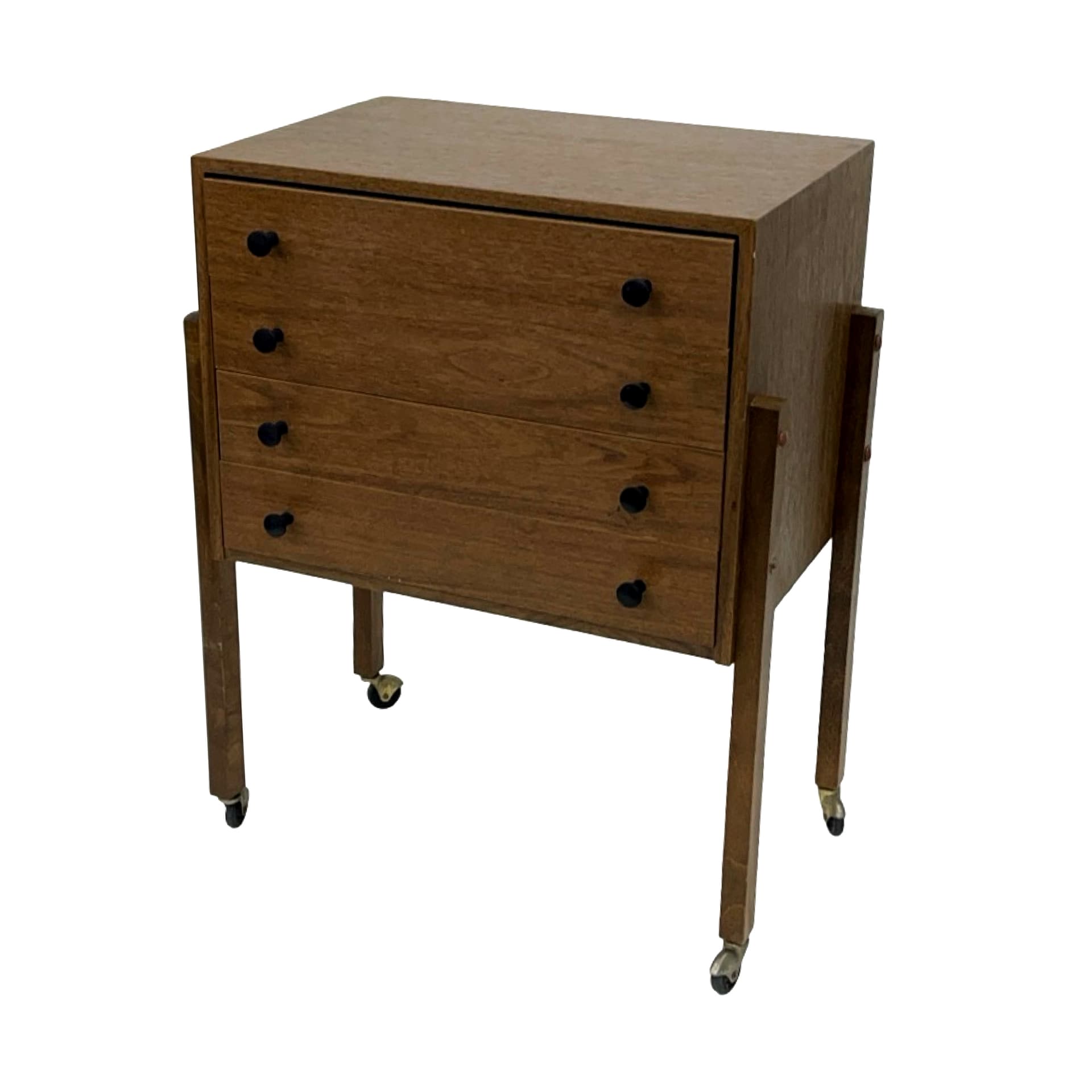 Sewing box modernist, brown plywood, East Germany, 1960s. - 198195