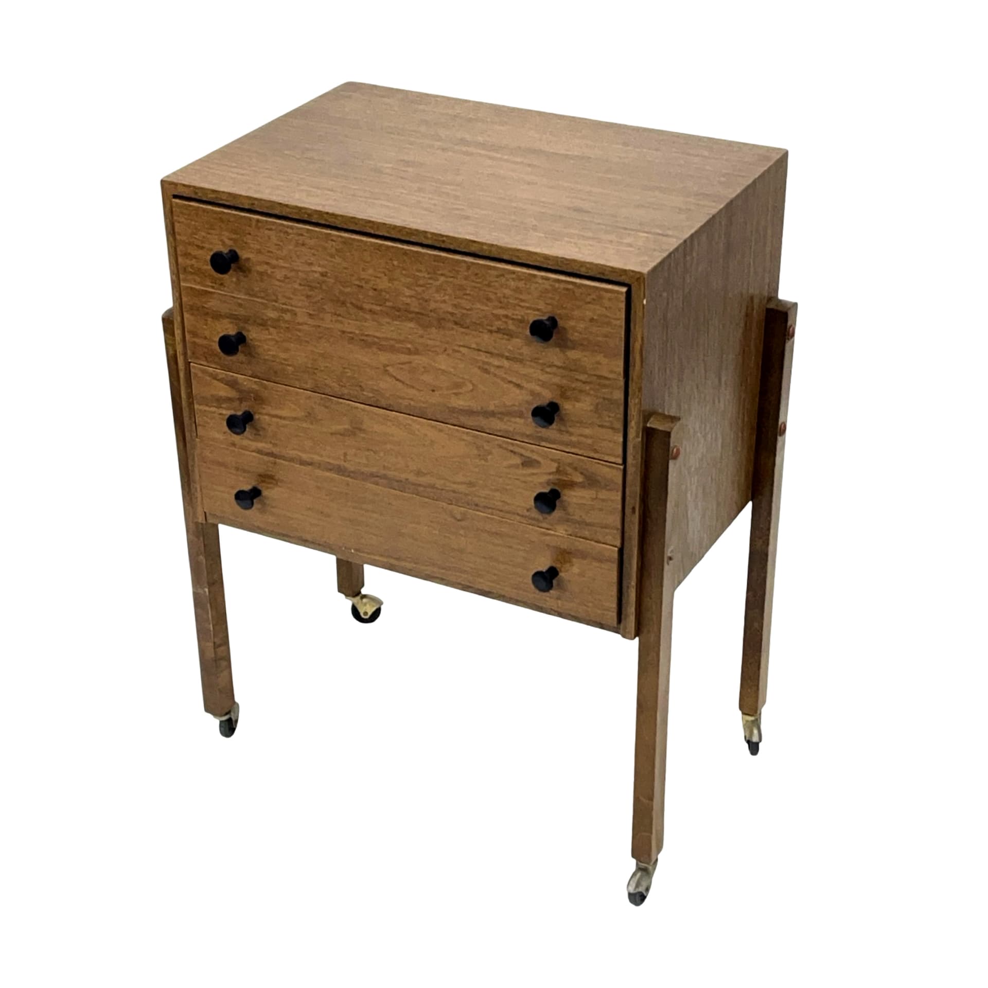 Sewing box modernist, brown plywood, East Germany, 1960s. - 198197