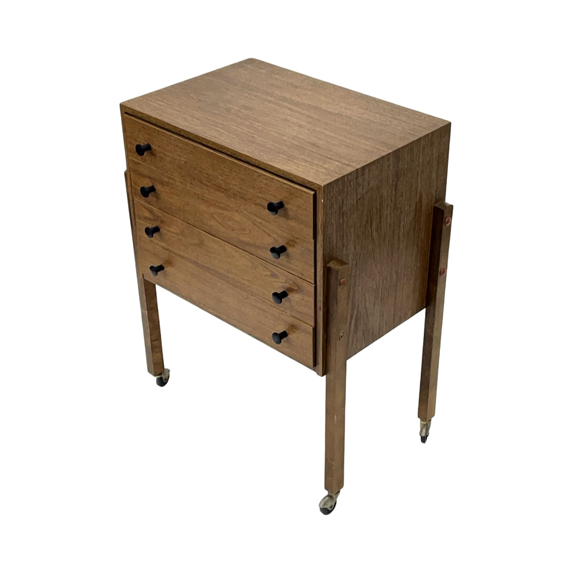 Sewing box modernist, brown plywood, East Germany, 1960s. - 198194