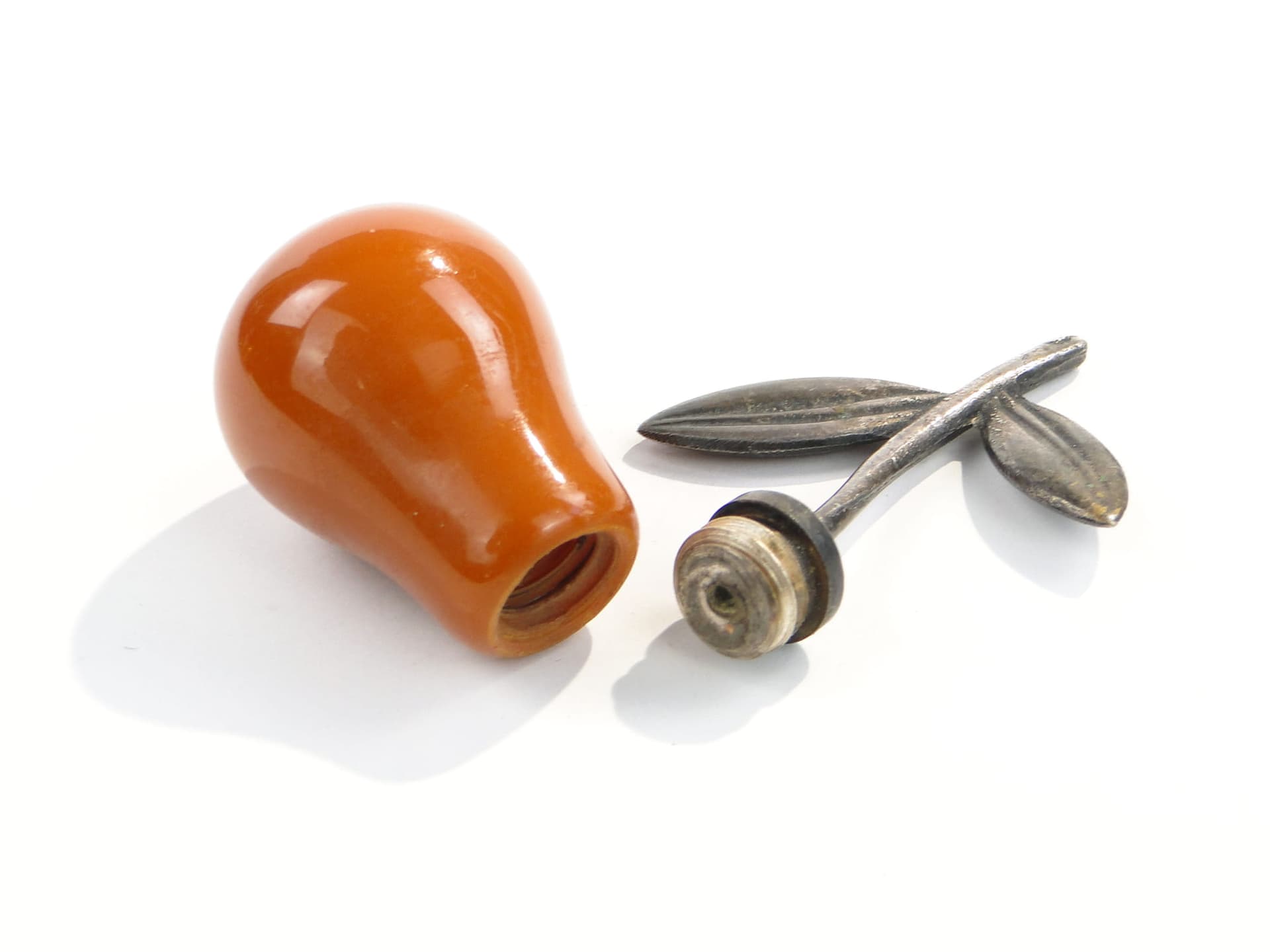 Solniczka Art déco, pomarańczowy bakelit, Niemcy, lata 20. - 198220