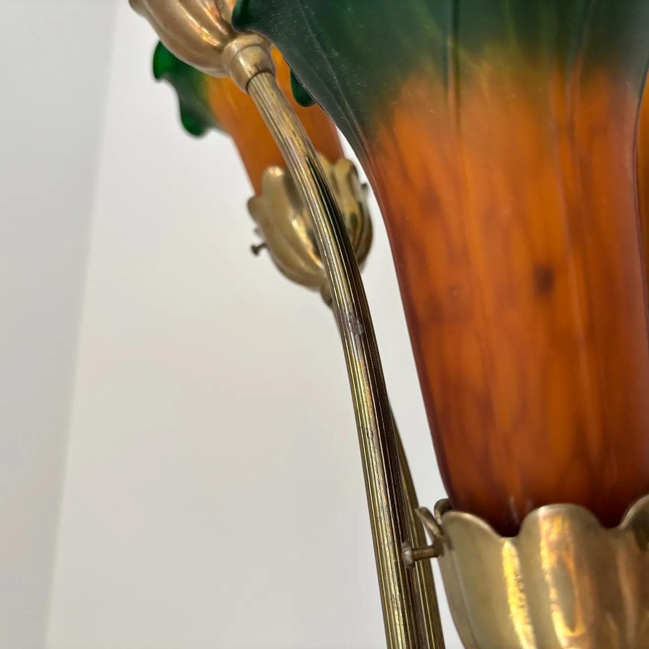 Lampa podłogowa, multikolor, mosiądz, szkło, Francja, lata 90. - 13904