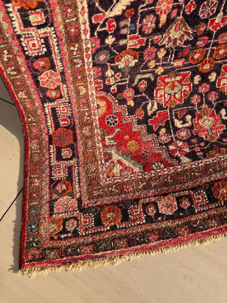 Dywan Hamadan 225x130 cm, granatowy, wełna, Iran, lata 70. - 198265