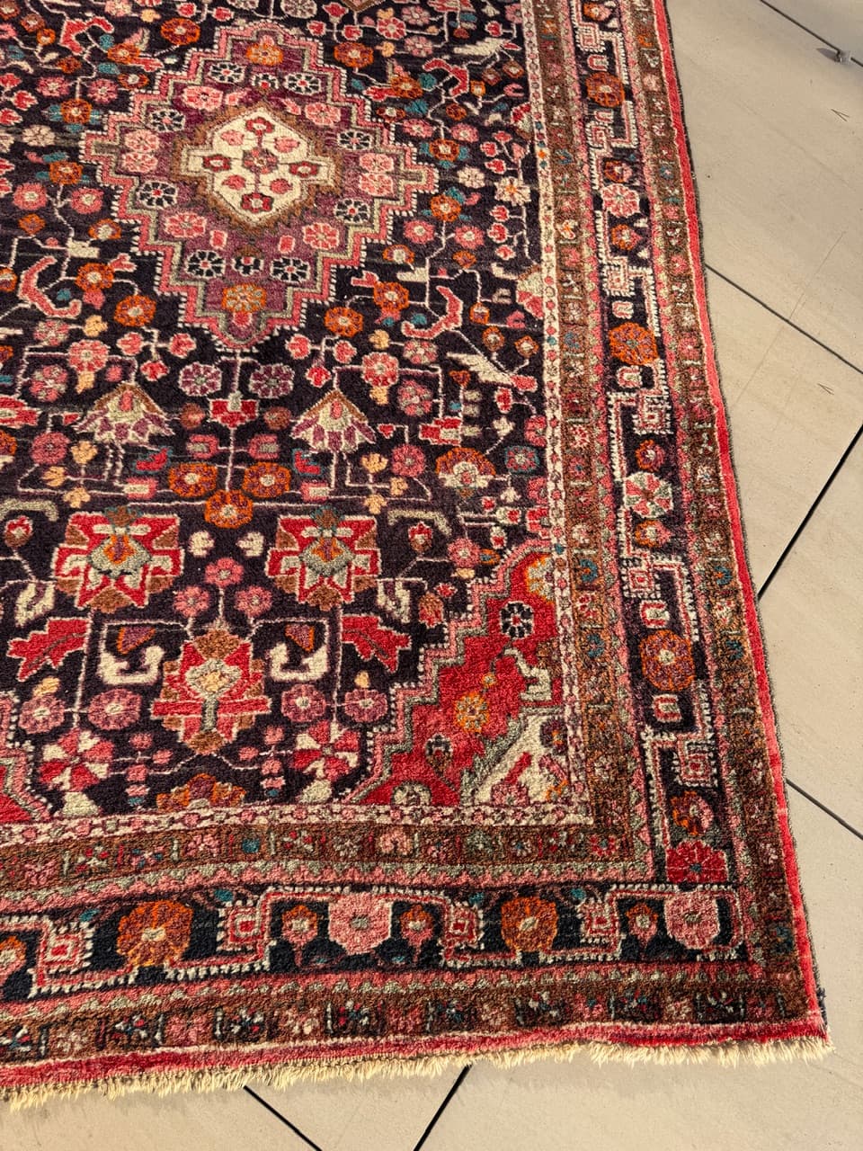 Dywan Hamadan 225x130 cm, granatowy, wełna, Iran, lata 70. - 198272