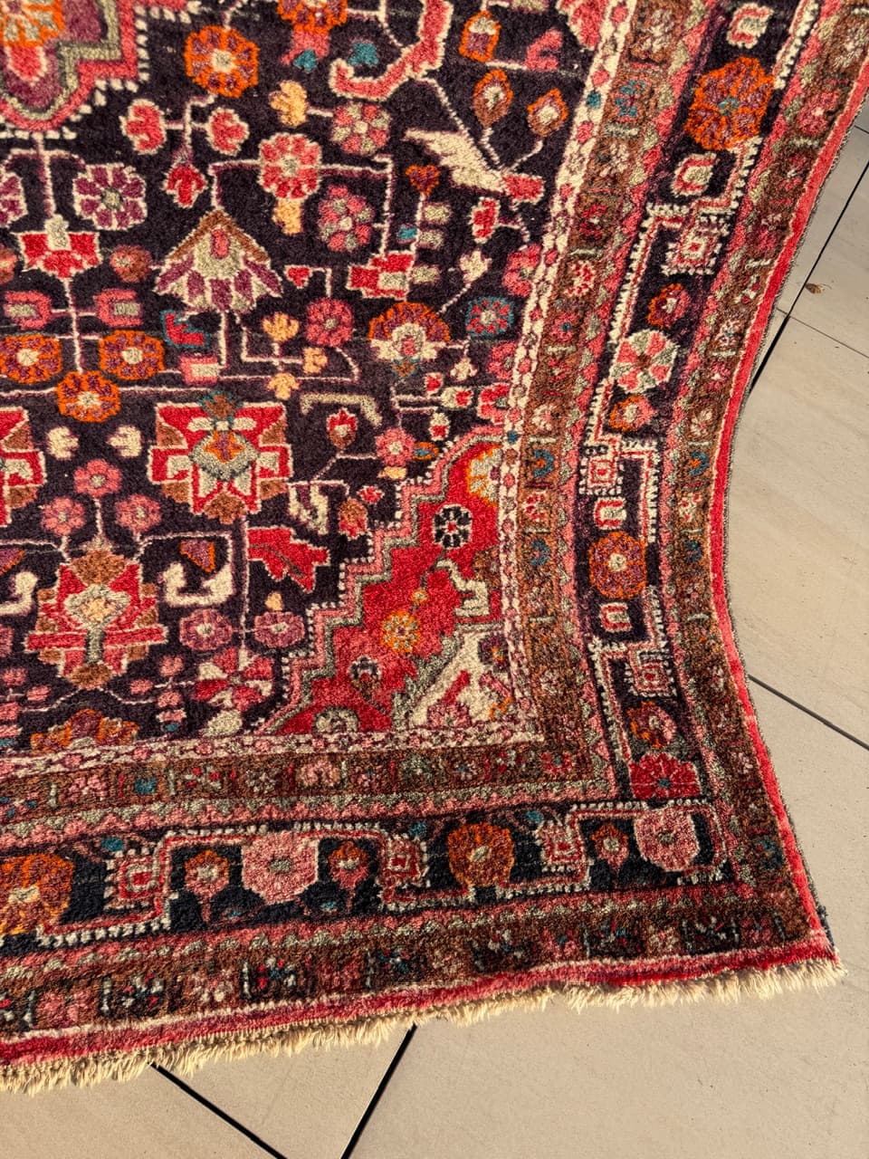 Dywan Hamadan 225x130 cm, granatowy, wełna, Iran, lata 70. - 198266