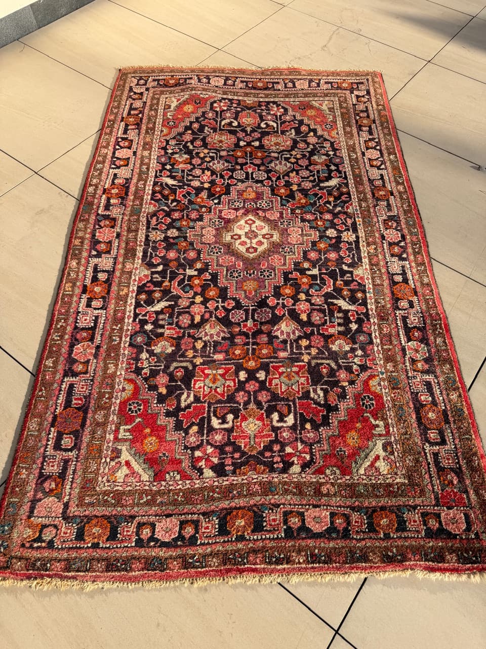 Dywan Hamadan 225x130 cm, granatowy, wełna, Iran, lata 70. - 198269