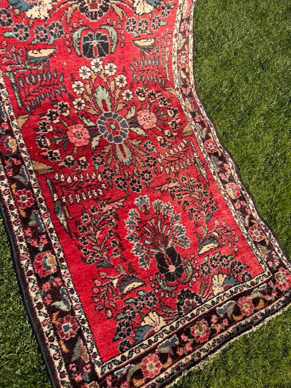 Chodnik Hamadan 310x105 cm, czerwony, wełna, Iran - 198286