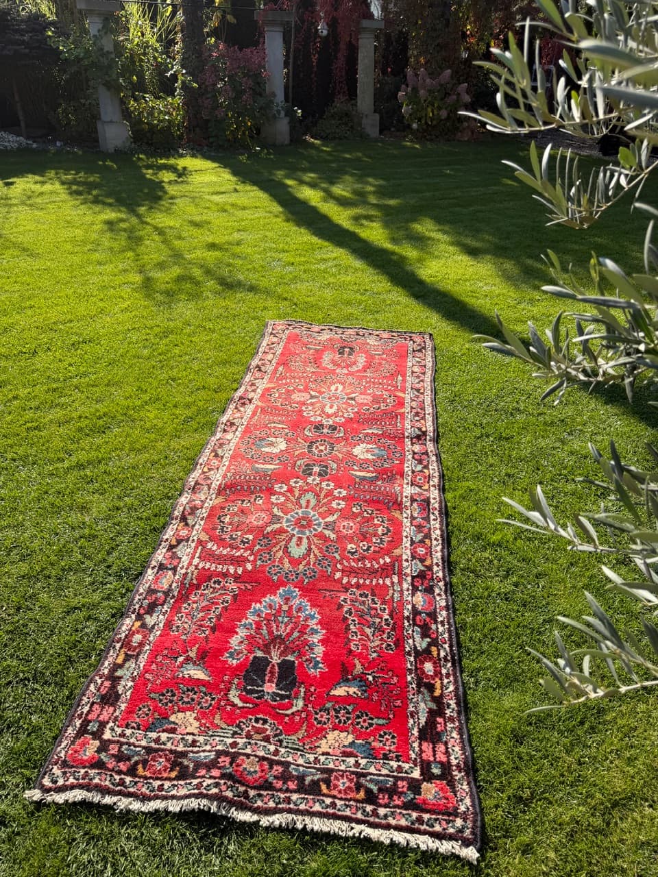 Chodnik Hamadan 310x105 cm, czerwony, wełna, Iran - 198289