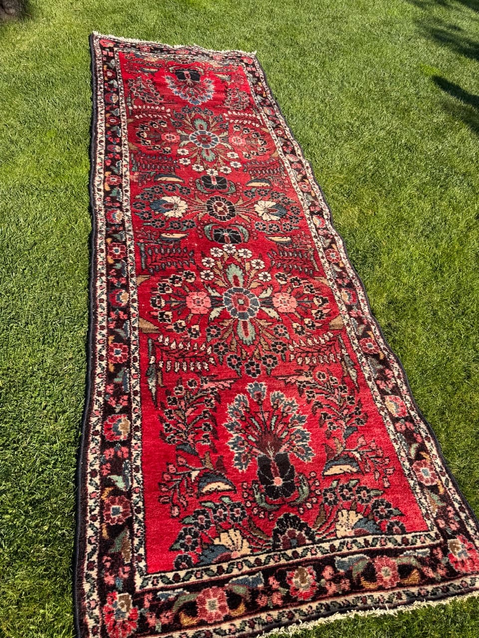 Chodnik Hamadan 310x105 cm, czerwony, wełna, Iran - 198291