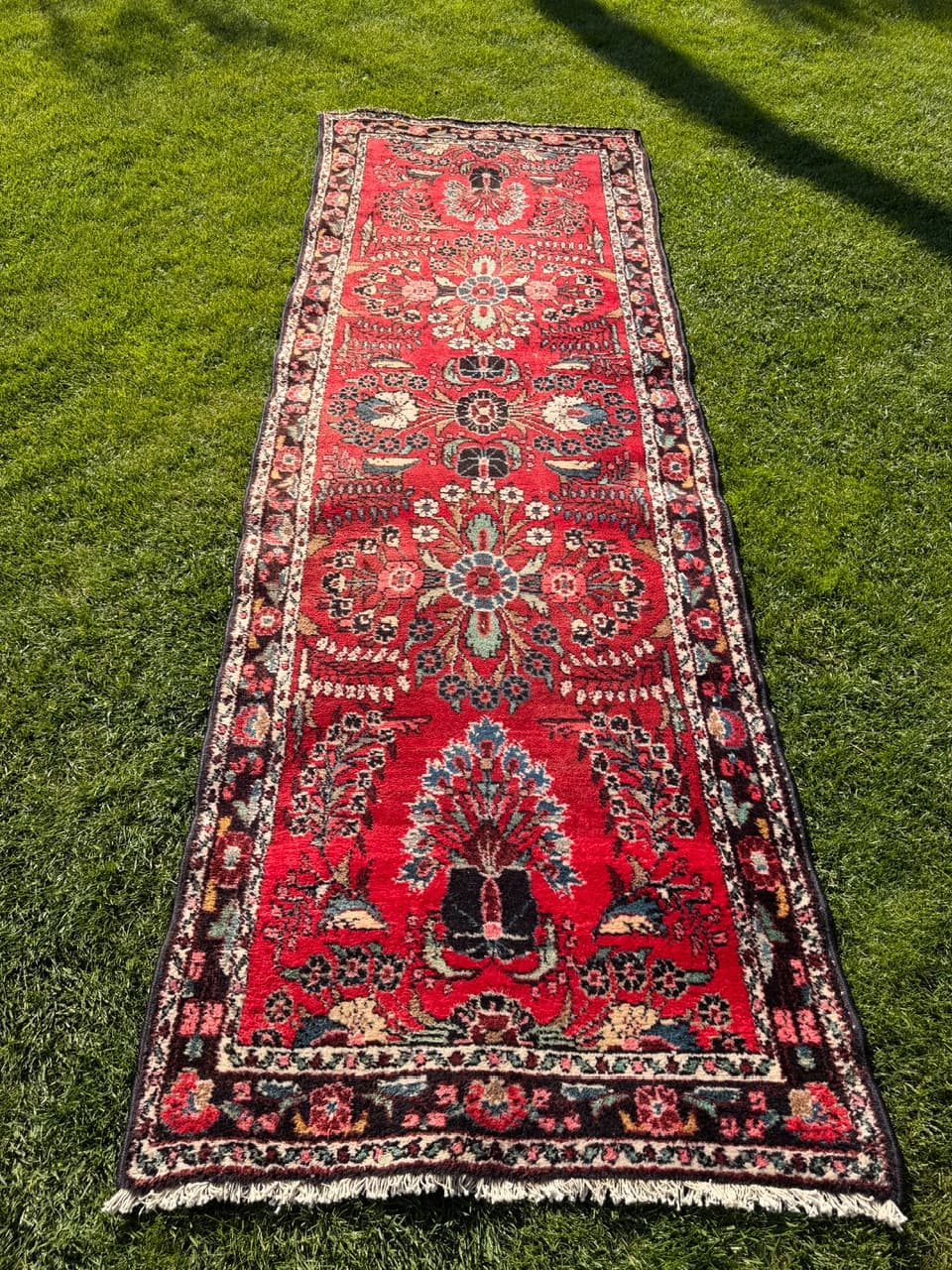Chodnik Hamadan 310x105 cm, czerwony, wełna, Iran - 198292