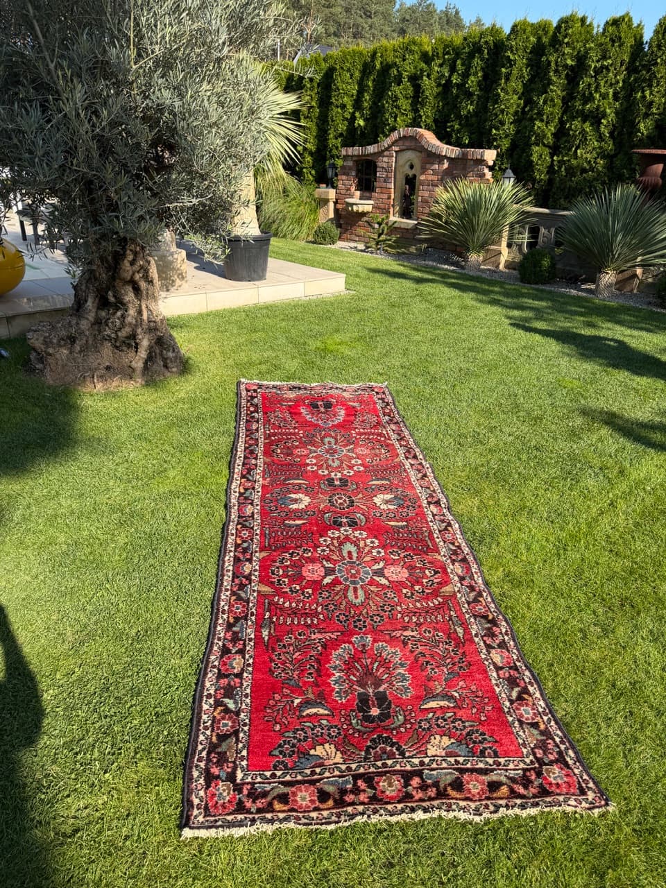 Chodnik Hamadan 310x105 cm, czerwony, wełna, Iran - 198284